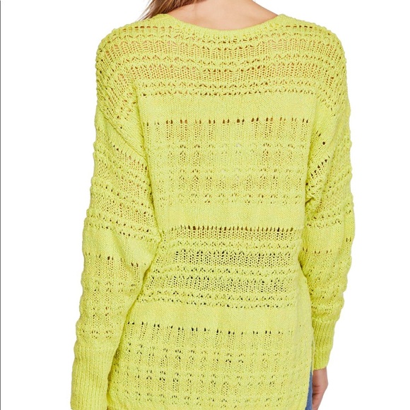 Free People Hot Tropics Lime Green V-Neck Sweater - Picture 3 of 13